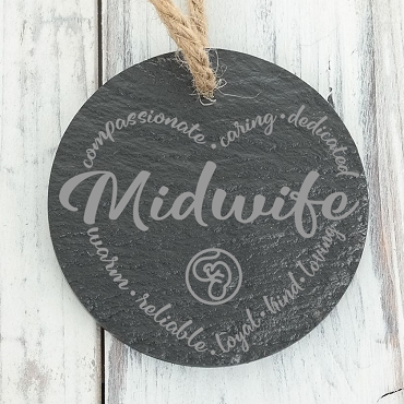 Midwife Appreciation Slate Ornament Personalized Back